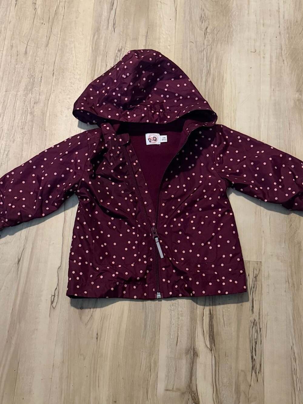 Wonder Nation Fleece Lined Jacket Size 12M Maroon Polka Dot